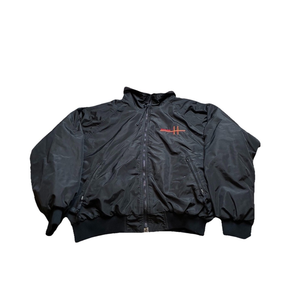 Tri Mountain Fleece Lined Bomber Jacket Men's 2XL Black Warm Outdoor Ski Coat